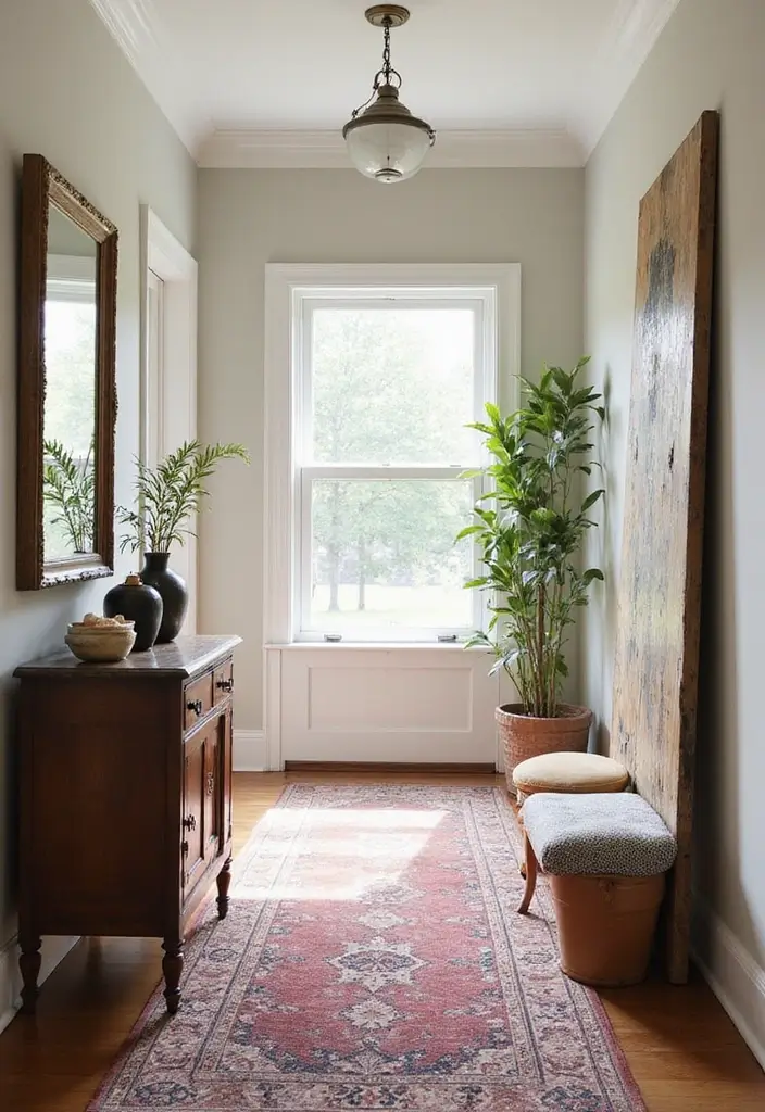 26 Narrow Entryway Decor Hacks to Add Style Instantly 16 26 Narrow Entryway Decor Hacks to Add Style Instantly - 16. Use Vintage Finds