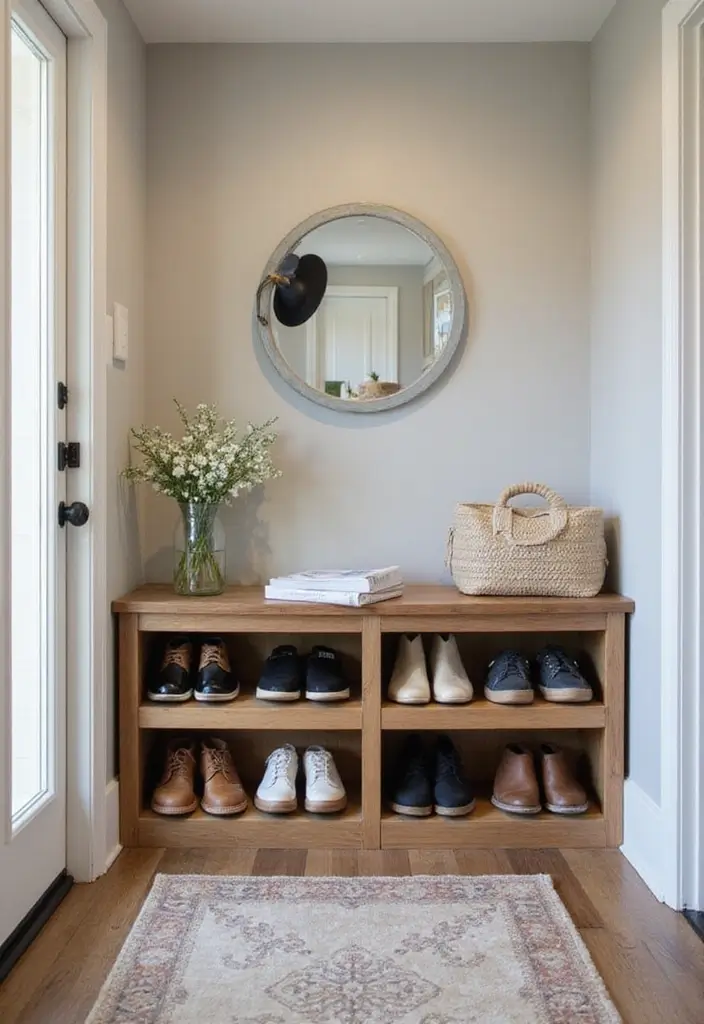 26 Narrow Entryway Decor Hacks to Add Style Instantly 20 26 Narrow Entryway Decor Hacks to Add Style Instantly - 20. Stylish Shoe Storage