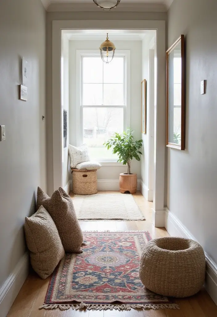 26 Narrow Entryway Decor Hacks to Add Style Instantly 22 26 Narrow Entryway Decor Hacks to Add Style Instantly - 22. Use Textiles Wisely