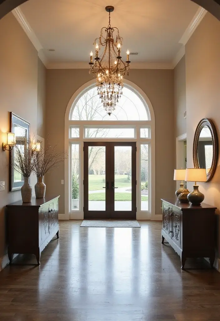 26 Narrow Entryway Decor Hacks to Add Style Instantly 7 26 Narrow Entryway Decor Hacks to Add Style Instantly - 7. Statement Lighting