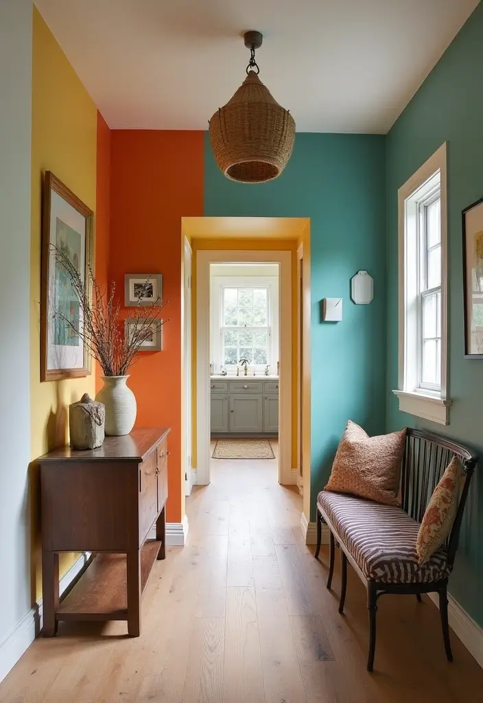26 Narrow Entryway Decor Hacks to Add Style Instantly 8 26 Narrow Entryway Decor Hacks to Add Style Instantly - 8. Colorful Accent Walls