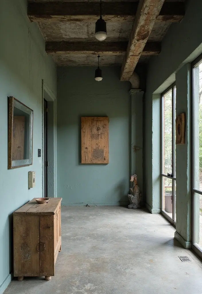 26 Sage Hallway Designs That Look Calm and Modern - 17. Sage with Industrial Style