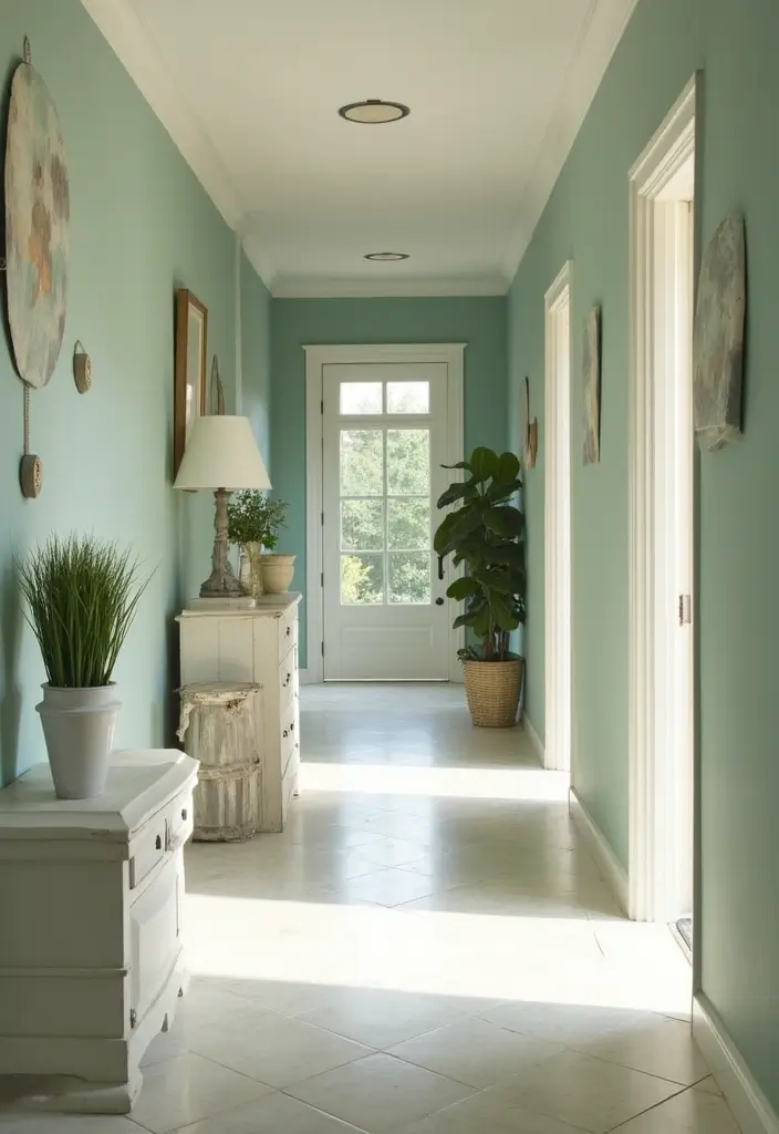 26 Sage Hallway Designs That Look Calm and Modern - 22. Sage with Soft Neutrals