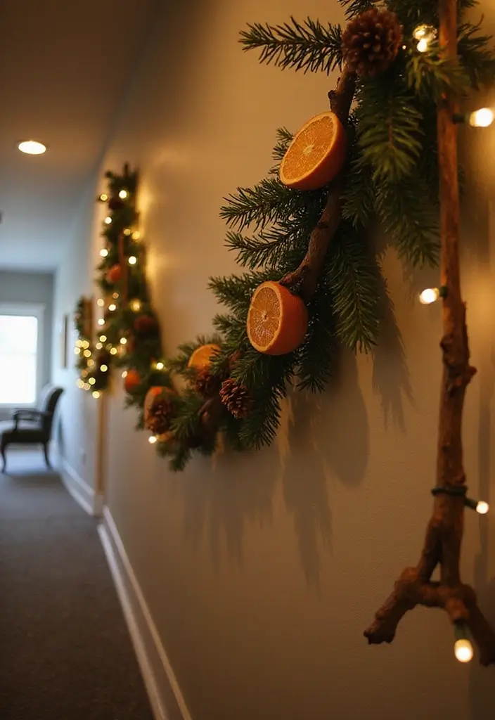 27 Christmas Hallway Decor Ideas That Spark Holiday Magic 1 27 Christmas Hallway Decor Ideas That Spark Holiday Magic - 1. Rustic Wooden Garland