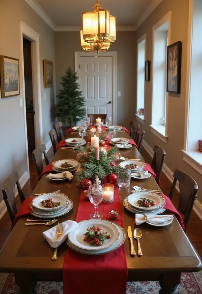 27 Christmas Hallway Decor Ideas That Spark Holiday Magic 14 27 Christmas Hallway Decor Ideas That Spark Holiday Magic - 14. Holiday Themed Table