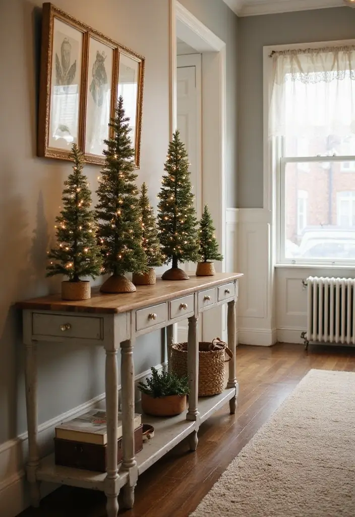 27 Christmas Hallway Decor Ideas That Spark Holiday Magic 2 27 Christmas Hallway Decor Ideas That Spark Holiday Magic - 2. Miniature Christmas Trees