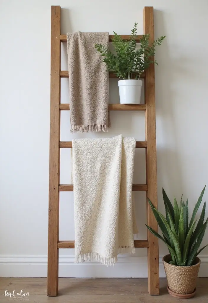 27 End of Hallway Decor Tricks That Make a Statement 13 27 End of Hallway Decor Tricks That Make a Statement - 13. A Stylish Ladder Display