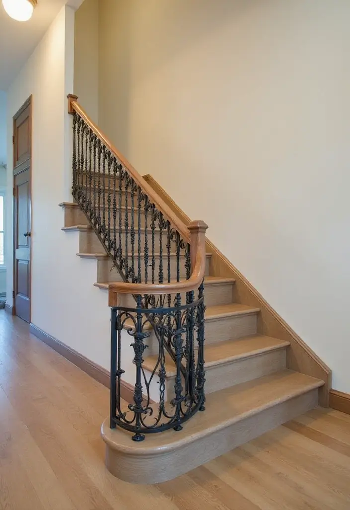 27 End of Hallway Decor Tricks That Make a Statement 27 27 End of Hallway Decor Tricks That Make a Statement - 27. Artistic Stair Railing