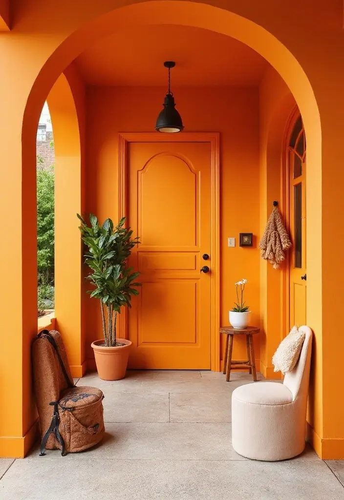 27 Entryway Colors That Set the Mood from the Start 11 27 Entryway Colors That Set the Mood from the Start - 11. Bright Tangerine