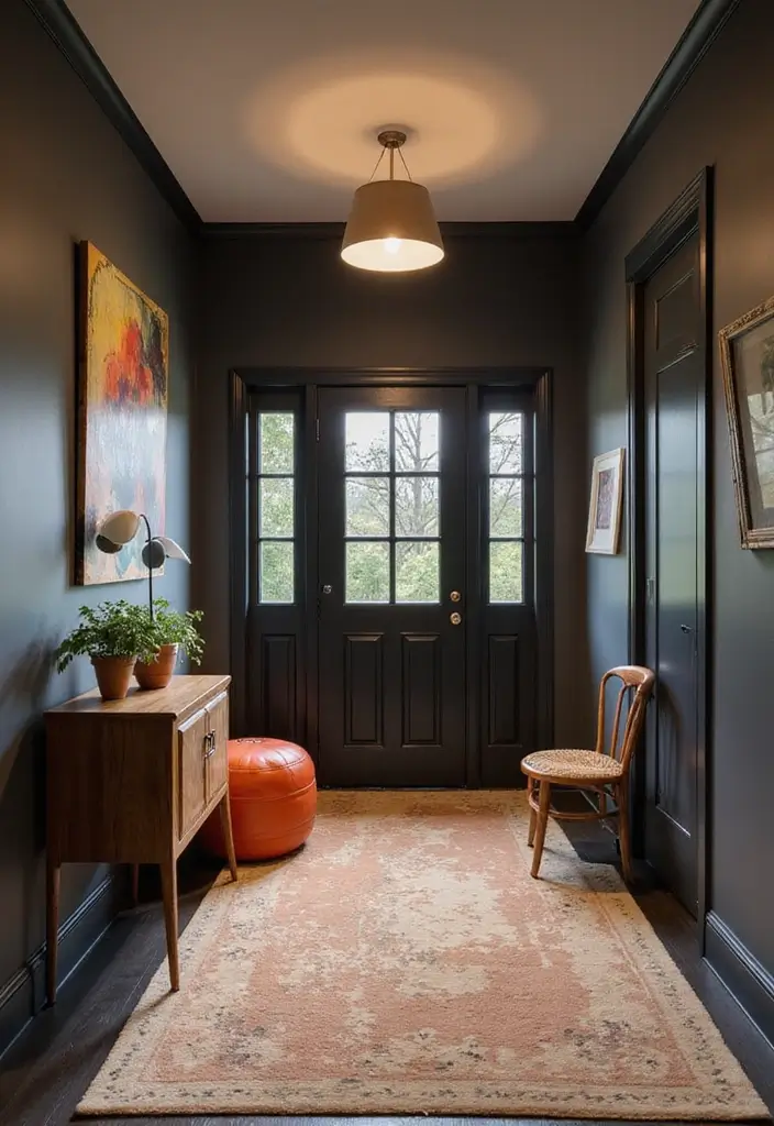 27 Entryway Colors That Set the Mood from the Start 12 27 Entryway Colors That Set the Mood from the Start - 12. Sleek Charcoal Gray