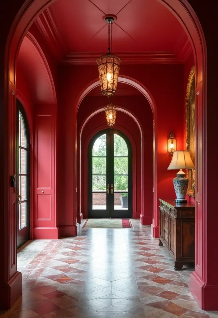 27 Entryway Colors That Set the Mood from the Start 16 27 Entryway Colors That Set the Mood from the Start - 16. Bold Ruby Red
