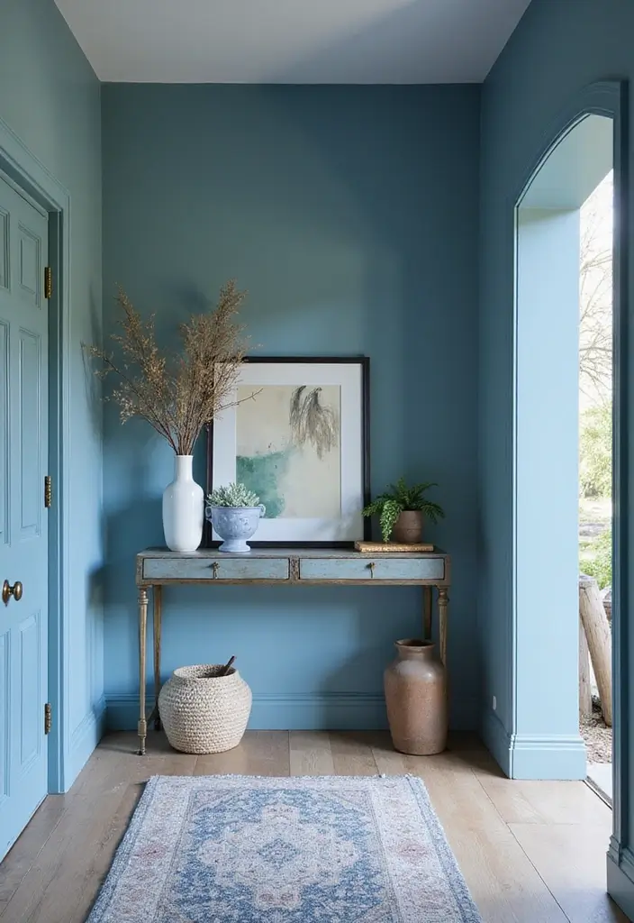 27 Entryway Colors That Set the Mood from the Start 2 27 Entryway Colors That Set the Mood from the Start - 2. Cool Serene Blue