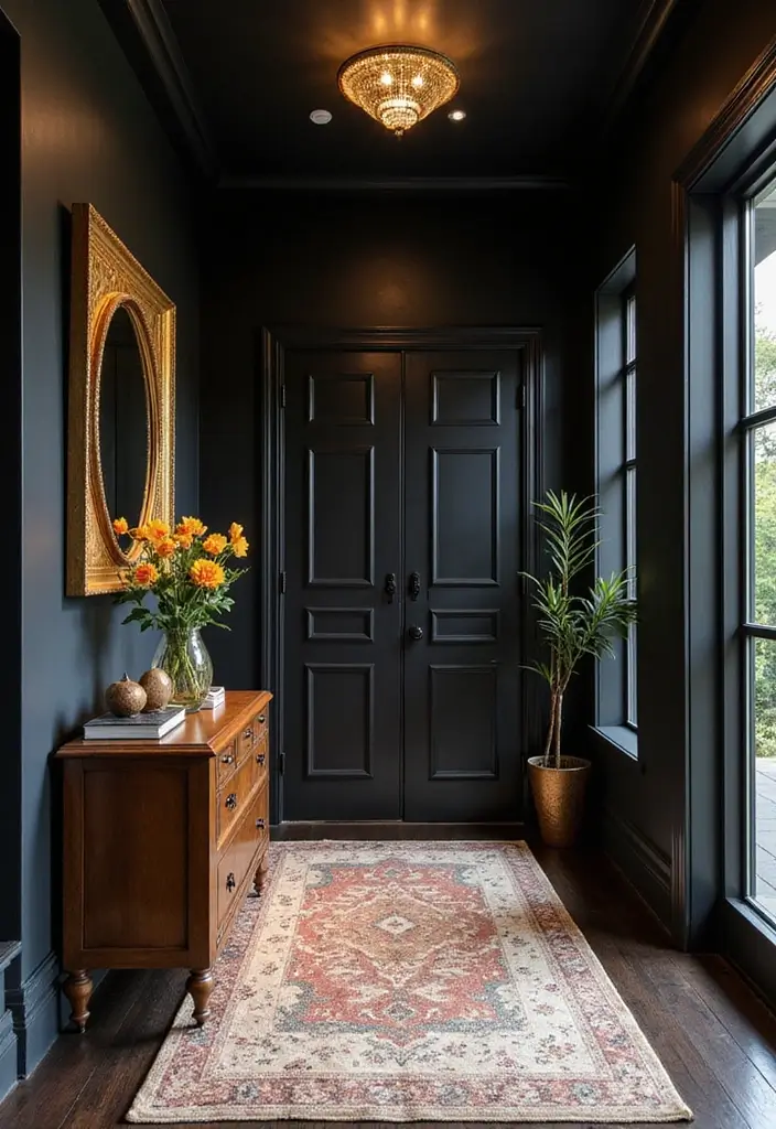 27 Entryway Colors That Set the Mood from the Start 20 27 Entryway Colors That Set the Mood from the Start - 20. Bold Black