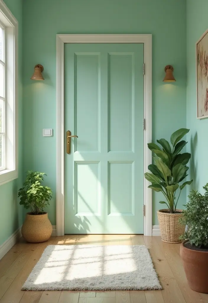 27 Entryway Colors That Set the Mood from the Start 25 27 Entryway Colors That Set the Mood from the Start - 25. Light Seafoam Green
