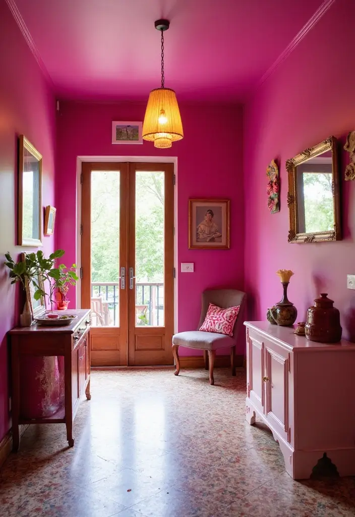 27 Entryway Colors That Set the Mood from the Start 26 27 Entryway Colors That Set the Mood from the Start - 26. Energetic Fuchsia