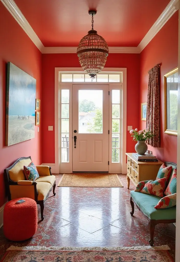 27 Entryway Colors That Set the Mood from the Start 4 27 Entryway Colors That Set the Mood from the Start - 4. Vibrant Coral