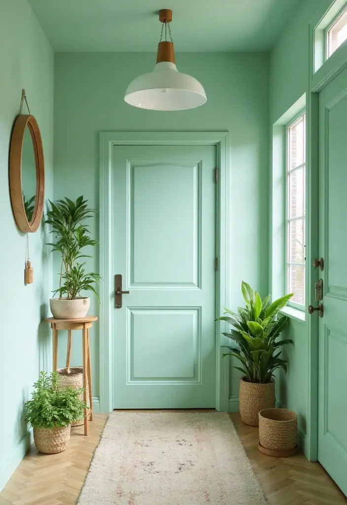 27 Entryway Colors That Set the Mood from the Start 9 27 Entryway Colors That Set the Mood from the Start - 9. Fresh Mint Green