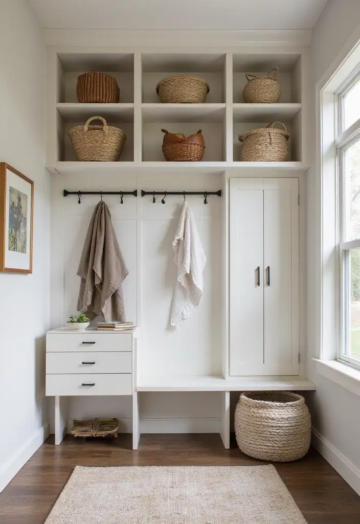 27 Entryway Ideas That Make a Stylish First Impression 17 27 Entryway Ideas That Make a Stylish First Impression - 17. Overhead Storage