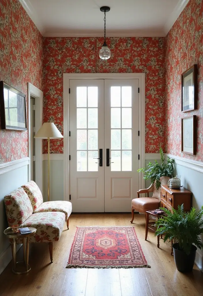 27 Entryway Ideas That Make a Stylish First Impression 2 27 Entryway Ideas That Make a Stylish First Impression - 2. Bold Wallpaper