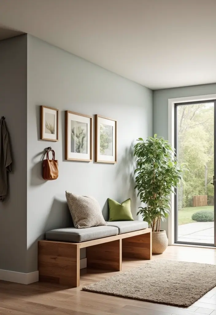 27 Entryway Ideas with Bench That Add Comfort and Storage 16. Modular Bench for Flexibility