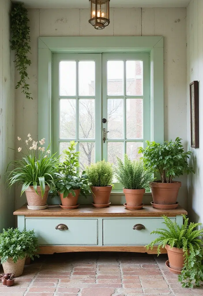 27 Entryway Ideas with Bench That Add Comfort and Storage 22. Charming Bench with Built In Planters