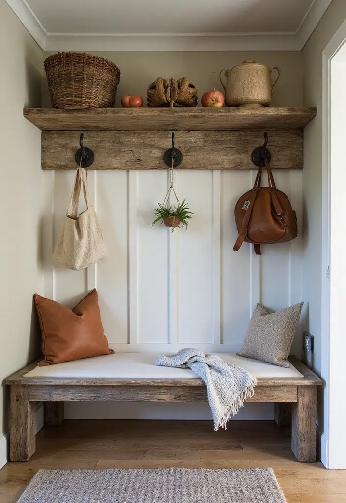 27 Entryway Mudroom Ideas That Keep Homes Organized 14 27 Entryway Mudroom Ideas That Keep Homes Organized - 14. Rustic Charm