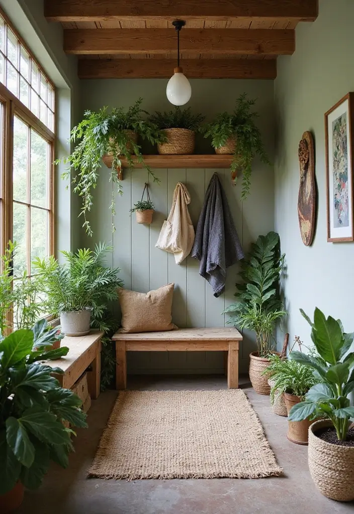 27 Entryway Mudroom Ideas That Keep Homes Organized 17 27 Entryway Mudroom Ideas That Keep Homes Organized - 17. Nature-Inspired Decor