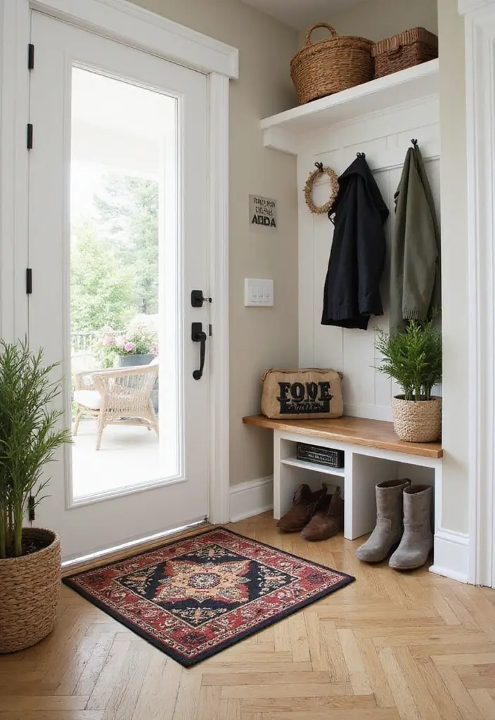 27 Entryway Mudroom Ideas That Keep Homes Organized 19 27 Entryway Mudroom Ideas That Keep Homes Organized - 19. Inviting Welcome Mat
