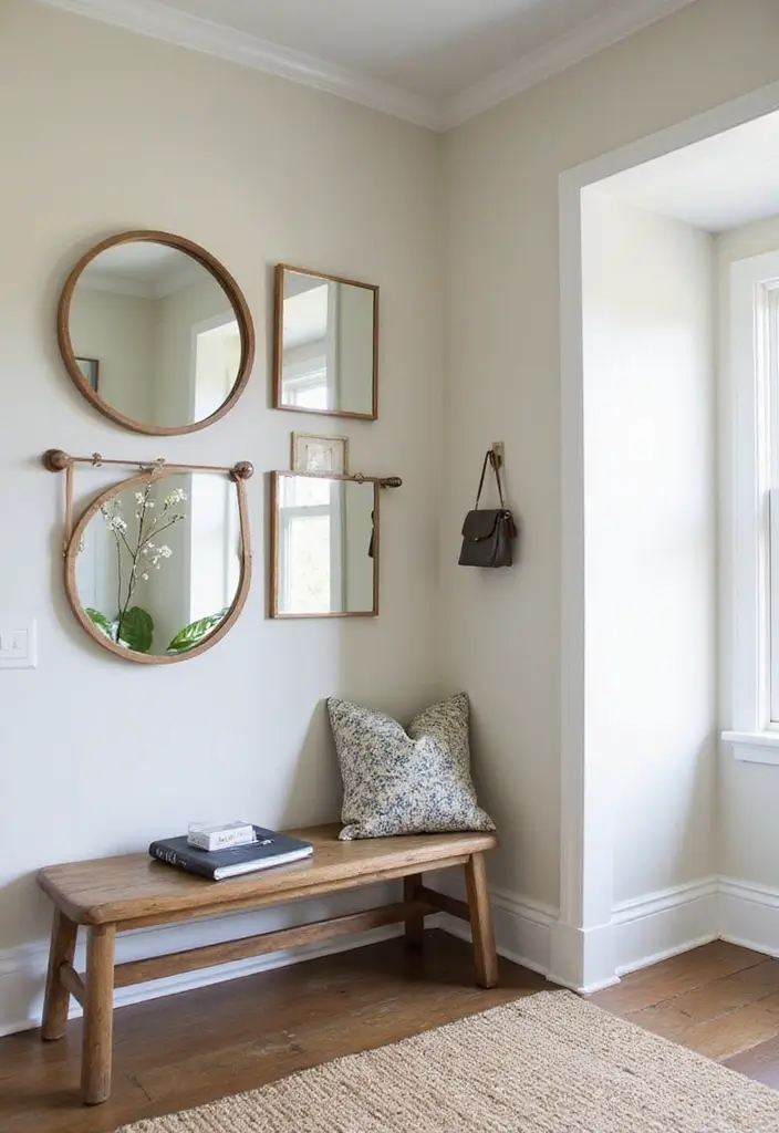 27 Entryway Mudroom Ideas That Keep Homes Organized 26 27 Entryway Mudroom Ideas That Keep Homes Organized - 26. Creative Use of Mirrors