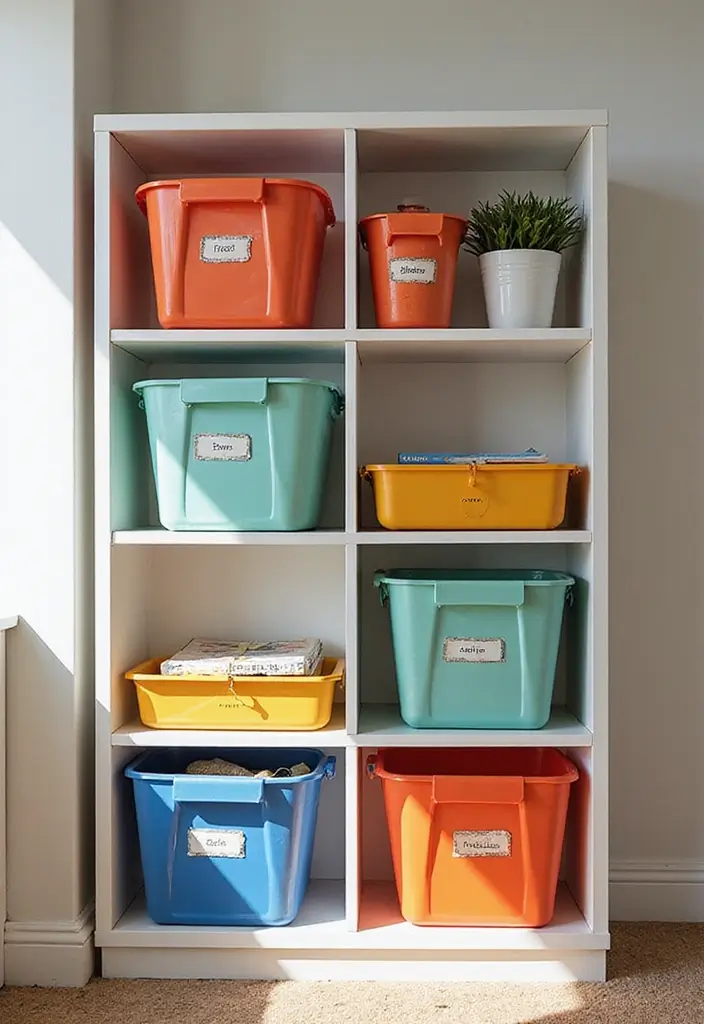 27 Entryway Mudroom Ideas That Keep Homes Organized 5 27 Entryway Mudroom Ideas That Keep Homes Organized - 5. Color-Coded Bins