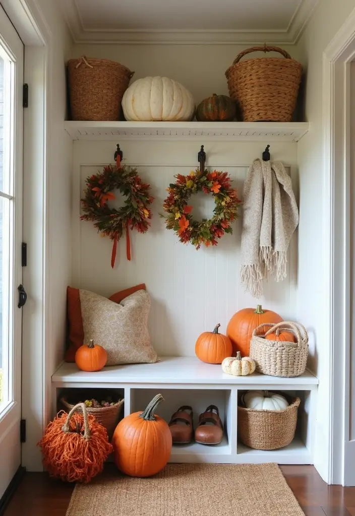 27 Entryway Mudroom Ideas That Keep Homes Organized 7 27 Entryway Mudroom Ideas That Keep Homes Organized - 7. Seasonal Decor Touches