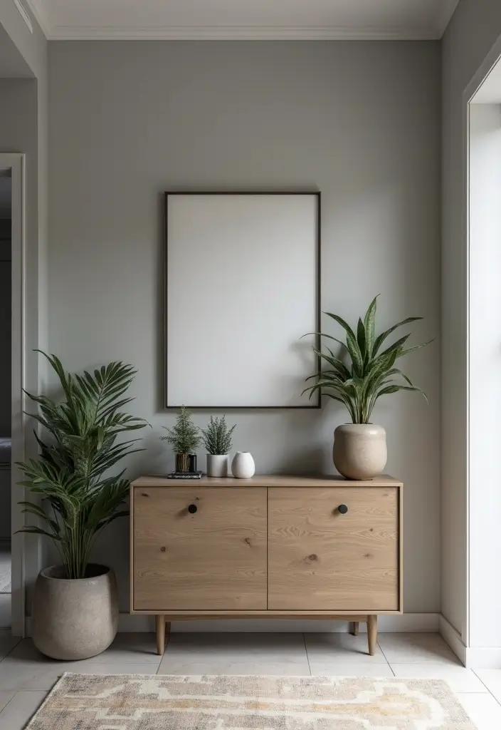 27 Grey Hallway Designs That Feel Neutral and Elegant 25 27 Grey Hallway Designs That Feel Neutral and Elegant - 25. Modern Console Tables