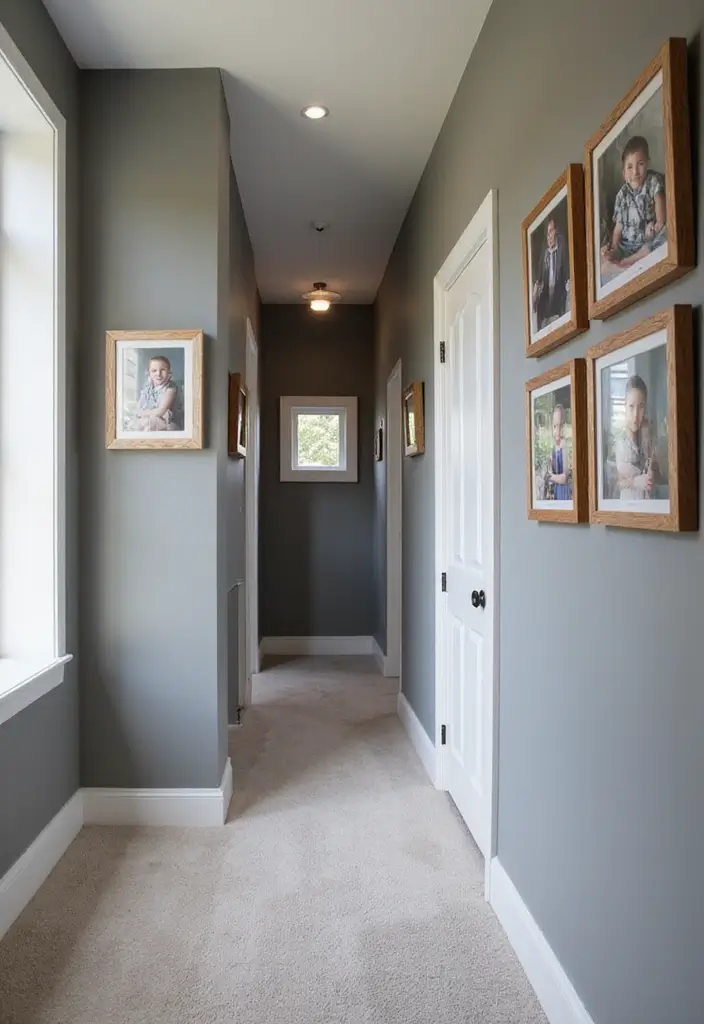 27 Grey Hallway Designs That Feel Neutral and Elegant 27 27 Grey Hallway Designs That Feel Neutral and Elegant - 27. Personalized Artwork