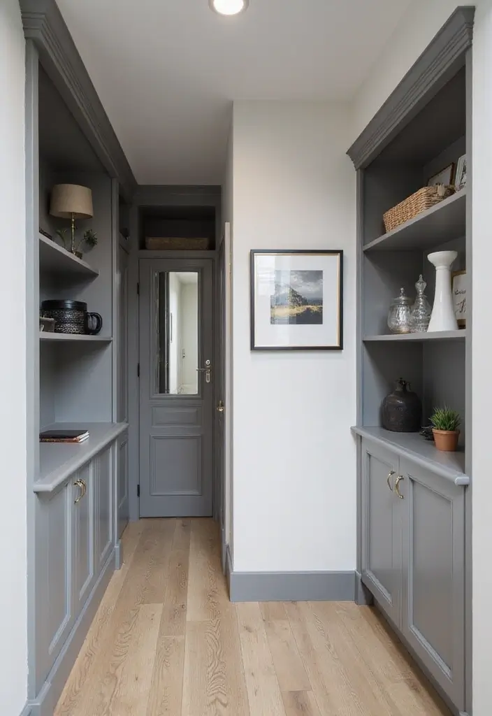 27 Grey Hallway Designs That Feel Neutral and Elegant 5 27 Grey Hallway Designs That Feel Neutral and Elegant - 5. Functional Storage Solutions