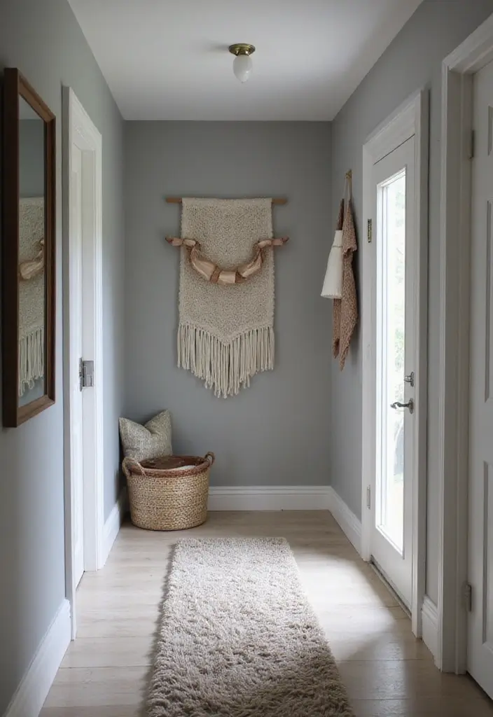 27 Grey Hallway Designs That Feel Neutral and Elegant 8 27 Grey Hallway Designs That Feel Neutral and Elegant - 8. Textured Fabrics