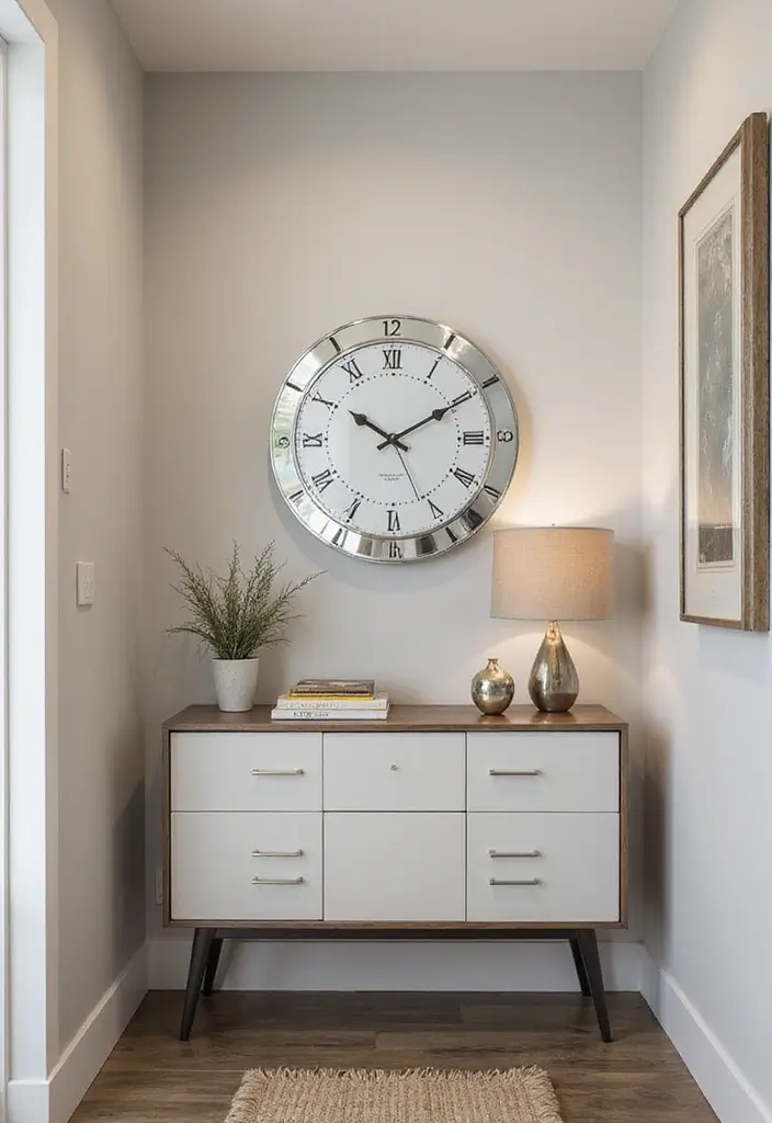 27 Hallway Mirror Ideas to Brighten and Expand Any Space 13 27 Hallway Mirror Ideas to Brighten and Expand Any Space - 13. Mirrored Wall Clocks