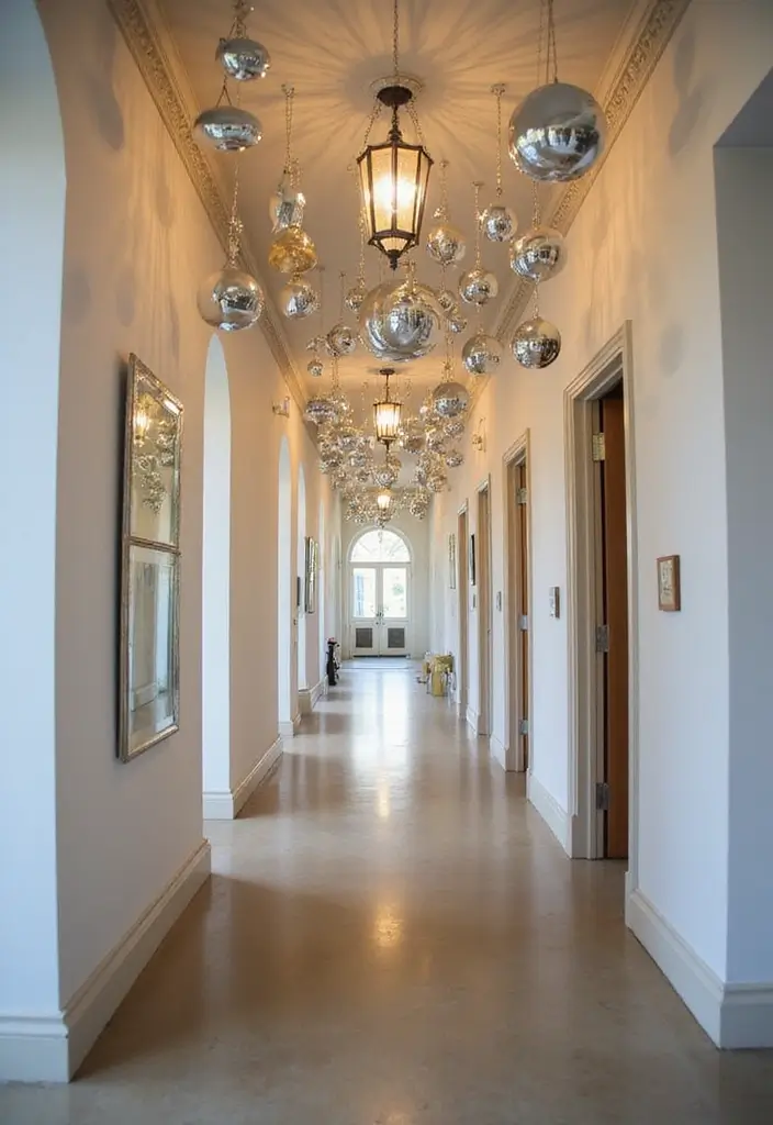 27 Hallway Mirror Ideas to Brighten and Expand Any Space 16 27 Hallway Mirror Ideas to Brighten and Expand Any Space - 16. Mirrored Hanging Decor