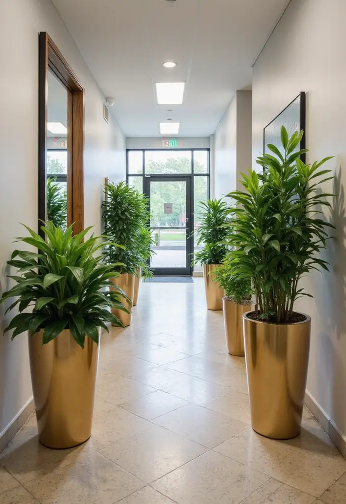 27 Hallway Mirror Ideas to Brighten and Expand Any Space 18 27 Hallway Mirror Ideas to Brighten and Expand Any Space - 18. Mirrored Planters
