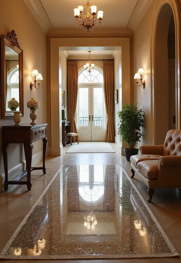 27 Hallway Mirror Ideas to Brighten and Expand Any Space 23 27 Hallway Mirror Ideas to Brighten and Expand Any Space - 23. Mirrored Rugs