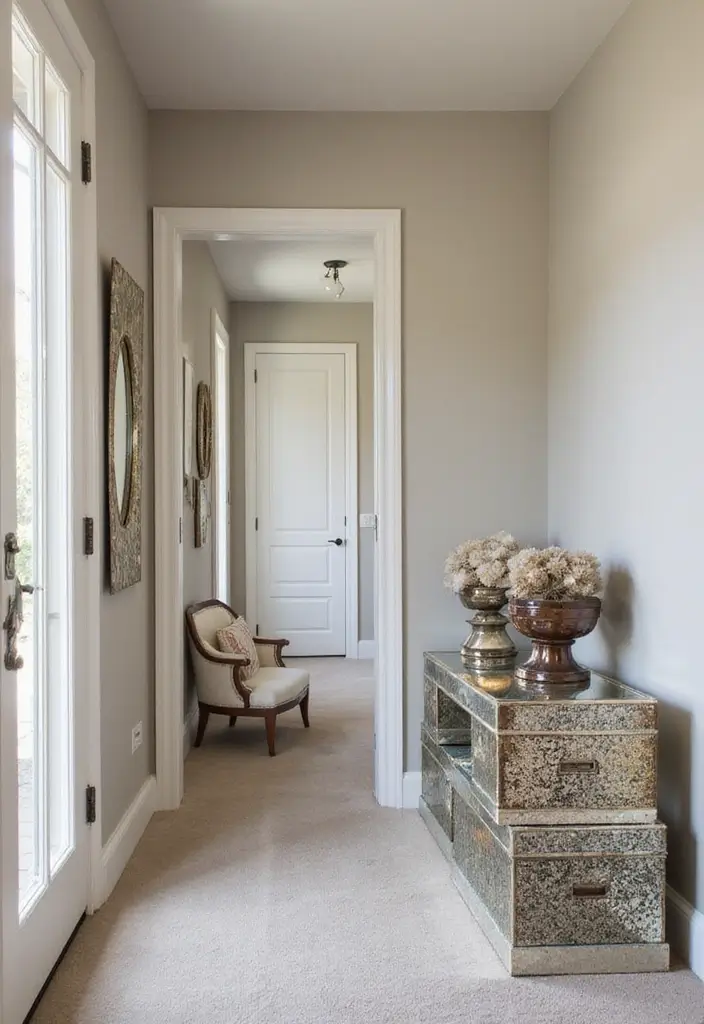 27 Hallway Mirror Ideas to Brighten and Expand Any Space 27 27 Hallway Mirror Ideas to Brighten and Expand Any Space - 27. Mirrored Accessories