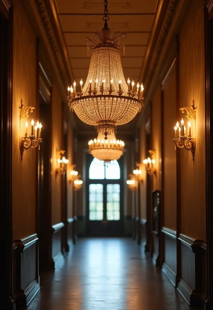 27 Victorian Hallway Designs That Bring Old-World Charm 1 27 Victorian Hallway Designs That Bring Old-World Charm - 1. Grand Chandelier Highlights