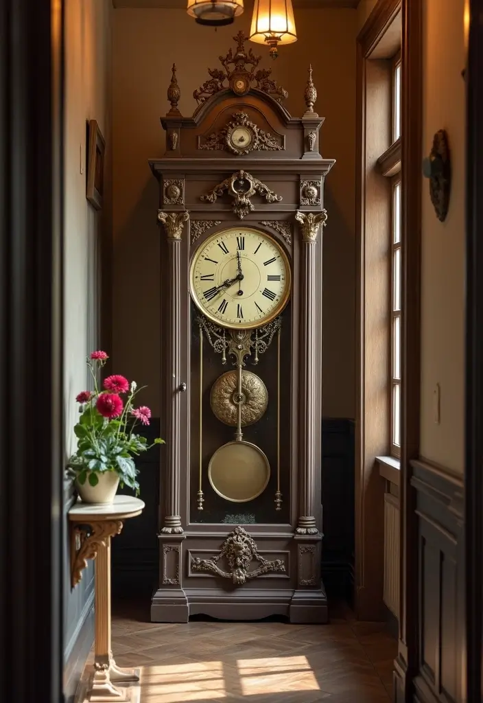 27 Victorian Hallway Designs That Bring Old-World Charm 18 27 Victorian Hallway Designs That Bring Old-World Charm - 18. Vintage Clock Displays