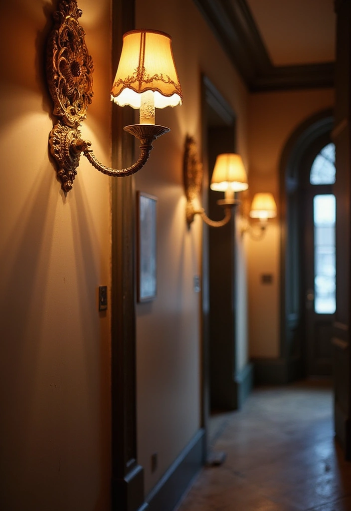 27 Victorian Hallway Designs That Bring Old-World Charm 2 27 Victorian Hallway Designs That Bring Old-World Charm - 2. Ornate Wall Sconces