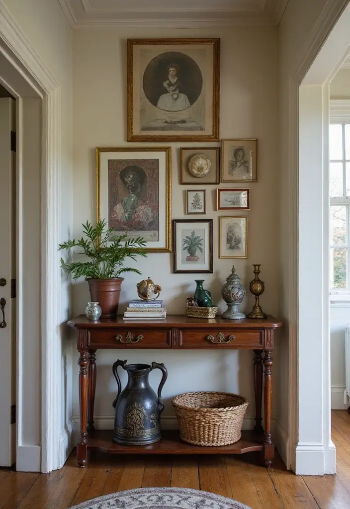 27 Victorian Hallway Designs That Bring Old-World Charm 20 27 Victorian Hallway Designs That Bring Old-World Charm - 20. Vintage Trinket Displays