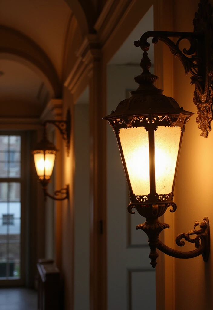 27 Victorian Hallway Designs That Bring Old-World Charm 21 27 Victorian Hallway Designs That Bring Old-World Charm - 21. Classic Lighting Fixtures