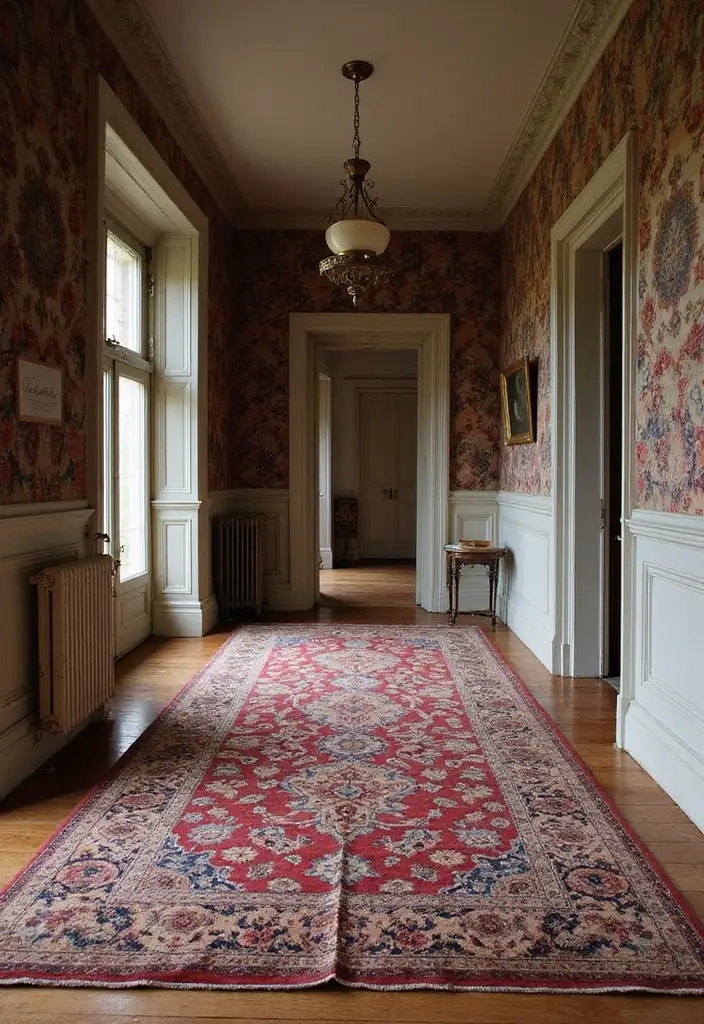 27 Victorian Hallway Designs That Bring Old-World Charm 8 27 Victorian Hallway Designs That Bring Old-World Charm - 8. Statement Area Rugs