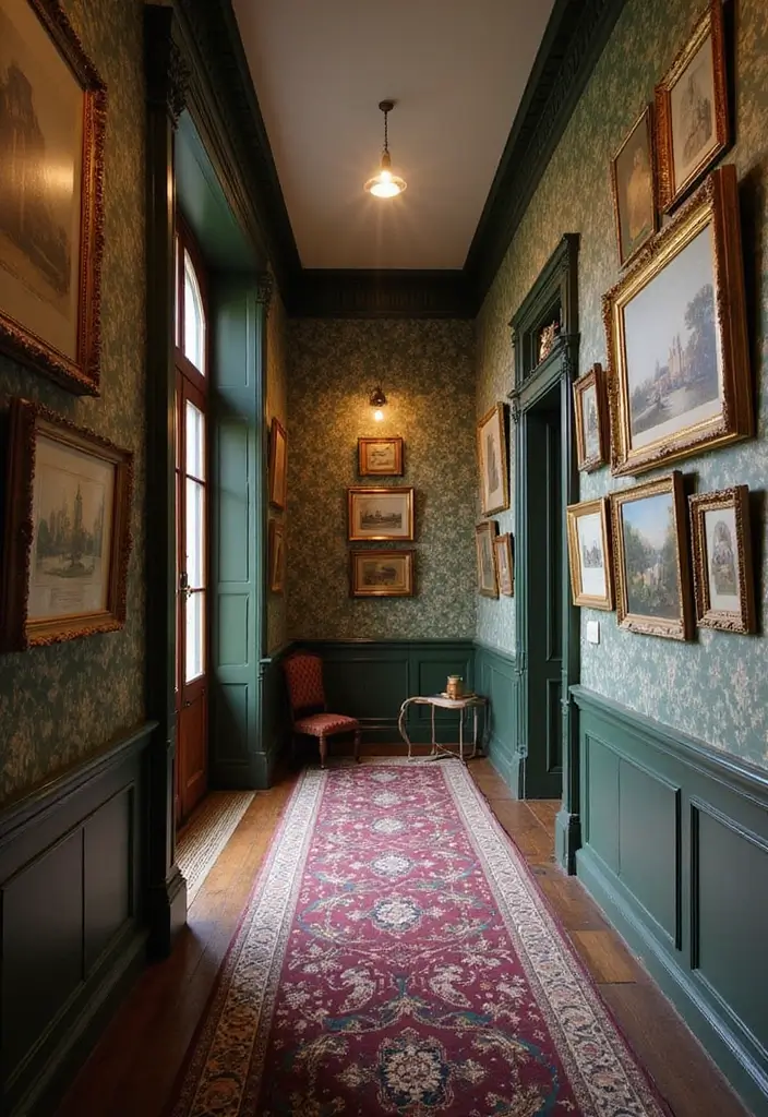 27 Victorian Hallway Designs That Bring Old-World Charm 9 27 Victorian Hallway Designs That Bring Old-World Charm - 9. Vintage Artwork