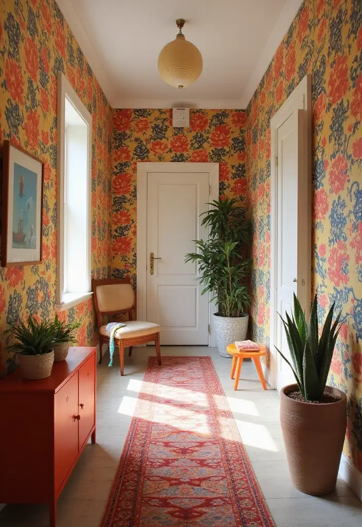 30 Wallpaper Hallway Ideas That Make a Bold Statement 28 30 Wallpaper Hallway Ideas That Make a Bold Statement - 28. Funky Retro