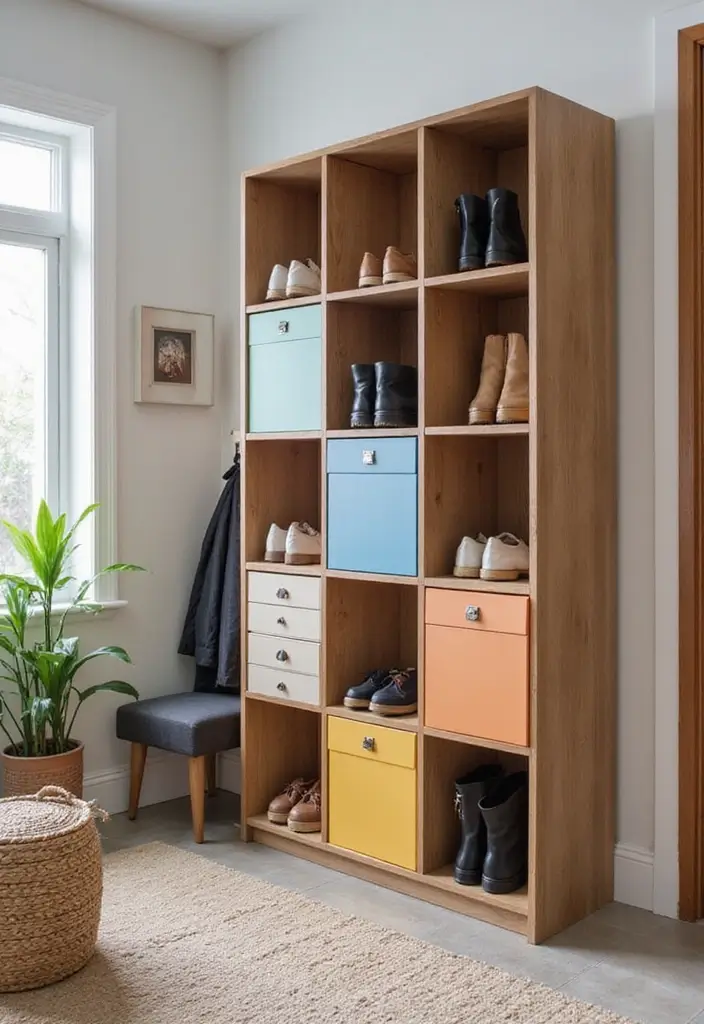 28 Entryway Shoe Storage Hacks to Hide the Mess 19 28 Entryway Shoe Storage Hacks to Hide the Mess - 19. Stylish Shoe Cubes