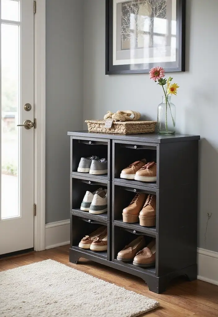 28 Entryway Shoe Storage Hacks to Hide the Mess 22 28 Entryway Shoe Storage Hacks to Hide the Mess - 22. Stackable Shoe Storage